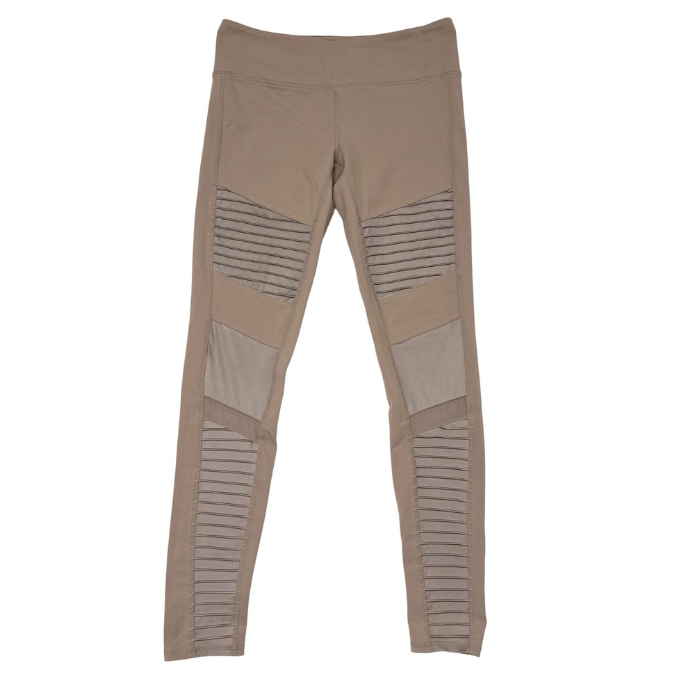 Alo Yoga High Waist Moto Leggings Size Large Tan Athleisure Activewear Gym